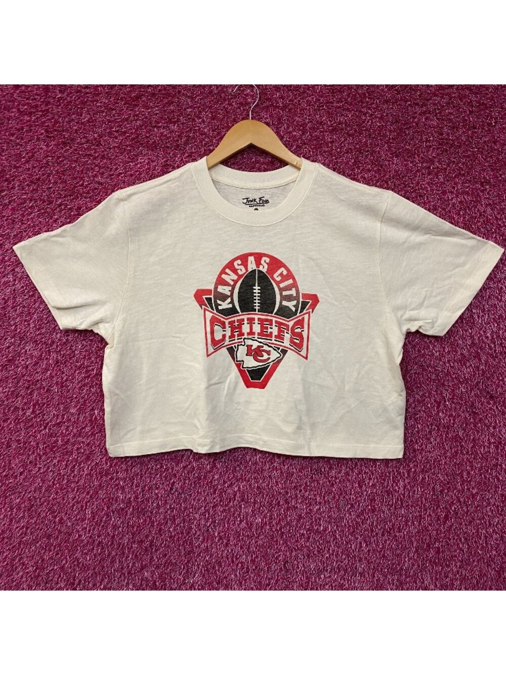 Junk Food Clothing NFL Kansas City Chiefs Women's Mock Neck Crop Tee XL